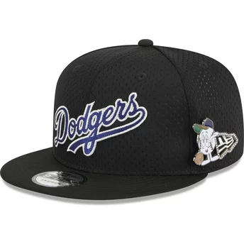 Gorra plana negra snapback 9FIFTY Post-Up Pin de Los Angeles Dodgers MLB de New Era
