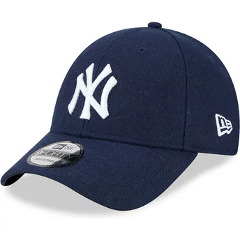 Gorra curva azul marino ajustable 9FORTY Essential Melton Wool de New York Yankees MLB de New Era
