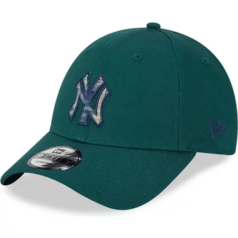 Gorra curva verde ajustable 9FORTY Check Infill de New York Yankees MLB de New Era