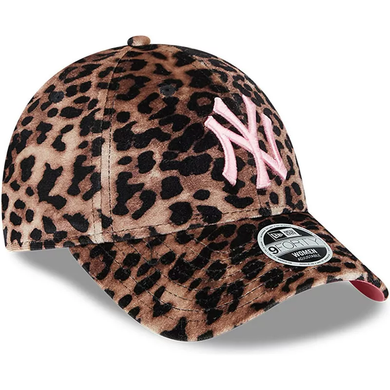 gorra-curva-leopardo-ajustable-con-logo-rosa-para-mujer-9forty-velour-de-new-york-yankees-mlb-de-new-era
