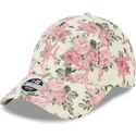 gorra-curva-beige-ajustable-con-logo-rosa-para-mujer-9forty-floral-cord-de-new-york-yankees-mlb-de-new-era