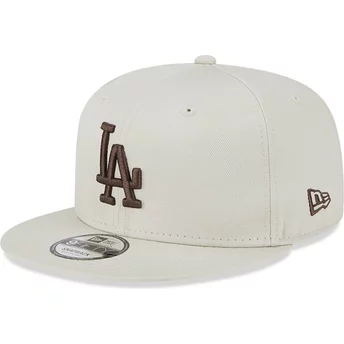 Gorra plana beige snapback con logo marrón 9FIFTY League Essential de Los Angeles Dodgers MLB de New Era