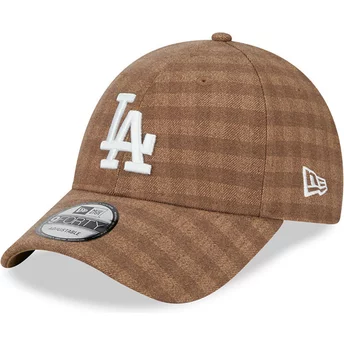 Gorra curva marrón ajustable 9FORTY Flannel de Los Angeles Dodgers MLB de New Era