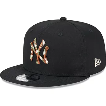 Gorra plana negra snapback con logo marrón 9FIFTY Seasonal Infill de New York Yankees MLB de New Era