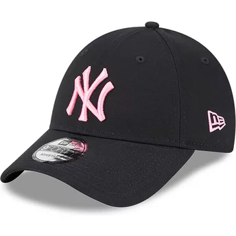 Gorra curva negra ajustable con logo rosa 9FORTY Neon de New York Yankees MLB de New Era