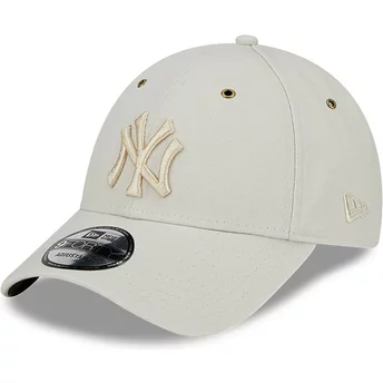 Gorra curva beige ajustable con logo beige 9FORTY Washed Canvas de New York Yankees MLB de New Era