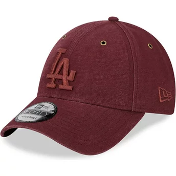 Gorra curva granate ajustable con logo granate 9FORTY Washed Canvas de Los Angeles Dodgers MLB de New Era