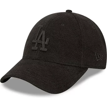 Gorra curva negra ajustable con logo negro 9FORTY Towelling de Los Angeles Dodgers MLB de New Era