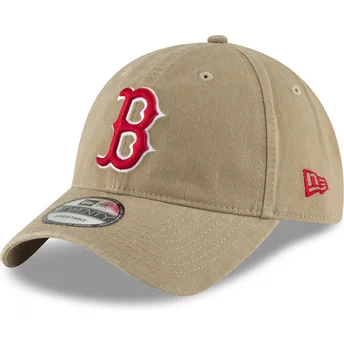 Gorra curva marrón claro ajustable con logo rojo 9TWENTY Core Classic de Boston Red Sox MLB de New Era