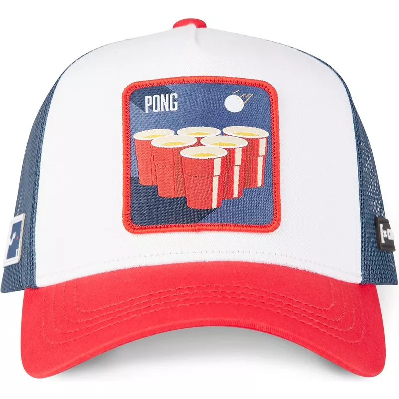 gorra-trucker-blanca-azul-y-roja-beer-pong-be2-cocktails-de-capslab
