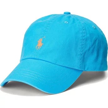 Gorra curva azul ajustable con logo naranja Cotton Chino Classic Sport de Polo Ralph Lauren