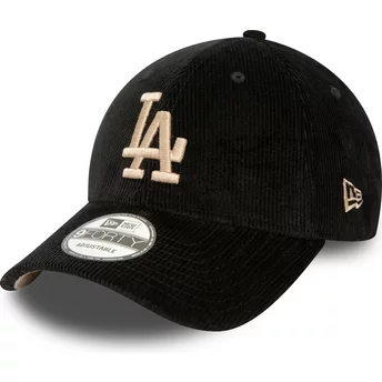 Gorra curva negra ajustable 9FORTY Cord de Los Angeles Dodgers MLB de New Era