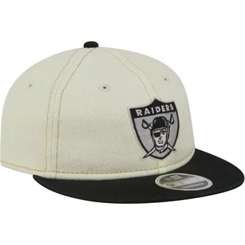 Gorra plana beige y negra ajustable 9FIFTY Retro Crown Denim de Oakland Raiders NFL de New Era