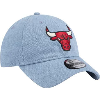 Gorra curva azul ajustable 9TWENTY Washed Denim de Chicago Bulls NBA de New Era