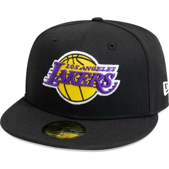 Gorra plana negra ajustada 59FIFTY Essential de Los Angeles Lakers NBA de New Era