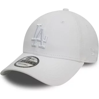 Gorra curva blanca ajustable con logo blanco 9FORTY League Essential de Los Angeles Dodgers MLB de New Era