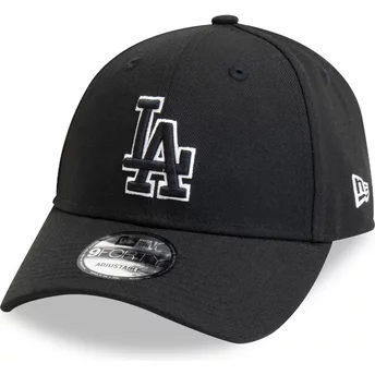 Gorra curva negra ajustable 9FORTY Pop Outline de Los Angeles Dodgers MLB de New Era