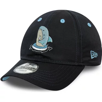 Gorra curva azul marino ajustable para niño 9FORTY Character de tiburón de New Era