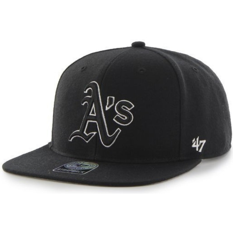 gorra-plana-negra-snapback-con-logo-negro-y-blanco-de-oakland-athletics-mlb-sure-shot-de-47-brand