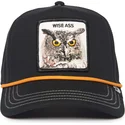 gorra-curva-negra-snapback-buho-wise-owl-100-the-farm-all-over-canvas-de-goorin-bros