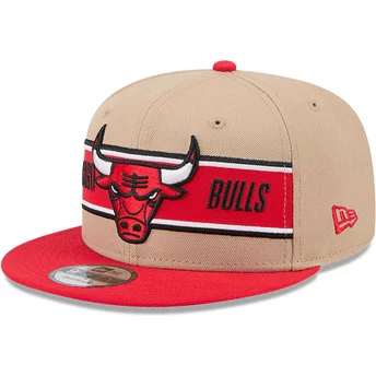 Gorra plana marrón y roja snapback 9FIFTY Draft 2024 de Chicago Bulls NBA de New Era