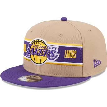 Gorra plana marrón y violeta snapback 9FIFTY Draft 2024 de Los Angeles Lakers NBA de New Era