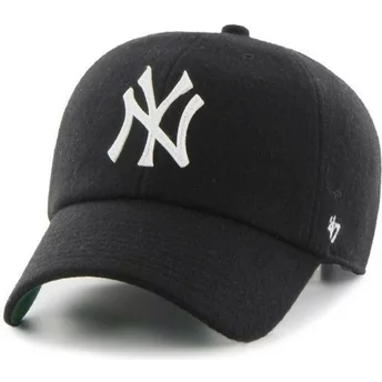 Gorra curva negra con cinta de piel de New York Yankees MLB Clean Up de 47 Brand