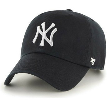 Gorra curva negra de New York Yankees MLB Clean Up de 47 Brand