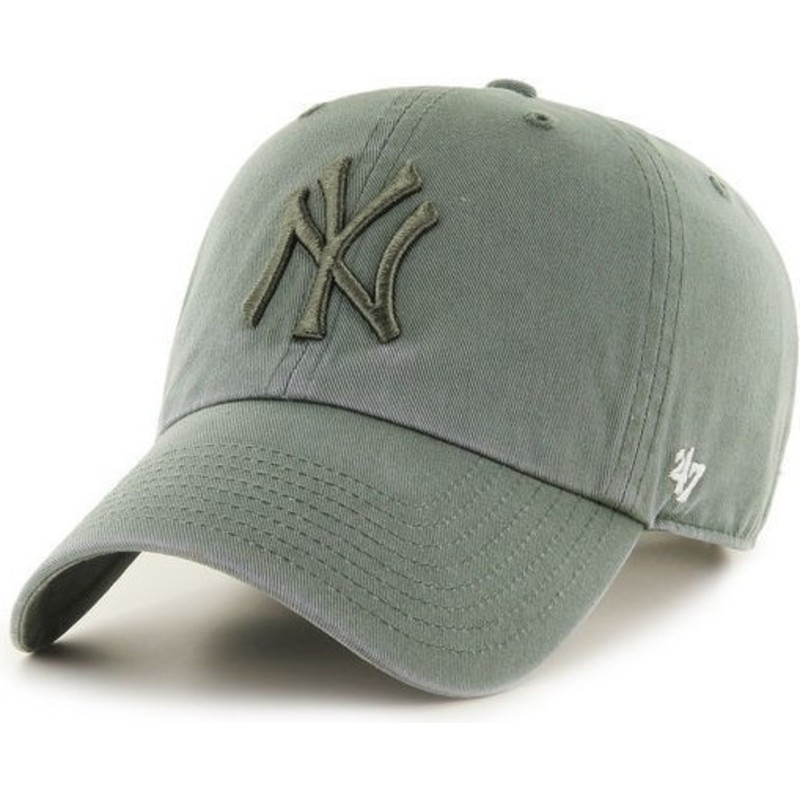 gorra-curva-verde-con-logo-verde-oscuro-de-new-york-yankees-mlb-clean-up-de-47-brand