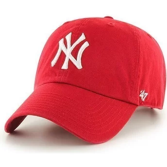 Gorra curva roja de New York Yankees MLB Clean Up de 47 Brand