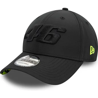 Gorra curva negra ajustable con logo negro 9FORTY Geo Undervisor Print de Valentino Rossi VR46 MotoGP de New Era