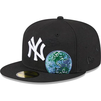 Gorra plana negra ajustada 59FIFTY Global de New York Yankees MLB de New Era