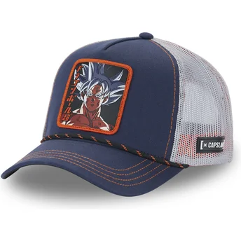 Gorra trucker azul marino y blanca Son Goku DBS5 ULT...