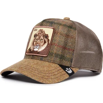 Gorra trucker marrón león King Moon Lion UK Plaid The Farm de Goorin Bros.