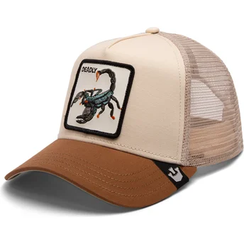 Gorra trucker beige y marrón escorpión Deadly The...