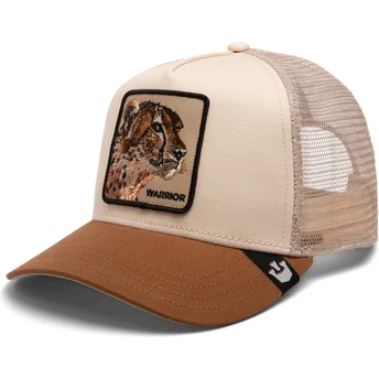 Gorra trucker beige y marrón guepardo The Warrior Cheetah Big Cats The Farm de Goorin Bros.