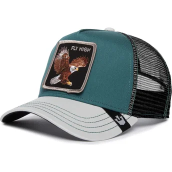 Gorra trucker verde y blanca águila Fly High Eagle Fan The Farm de Goorin Bros.