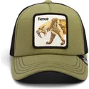 gorra-trucker-verde-y-negra-para-nino-dientes-de-sable-fierce-cat-teefs-extinct-the-farm-de-goorin-bros