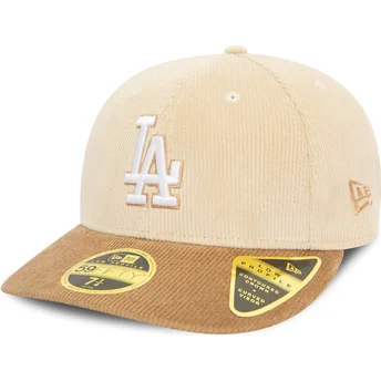 Gorra curva beige y marrón ajustada 59FIFTY Low Profile Cord de Los Angeles Dodgers MLB de New Era