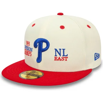 Gorra plana beige y roja ajustada 59FIFTY 93 Division de Philadelphia Phillies MLB de New Era