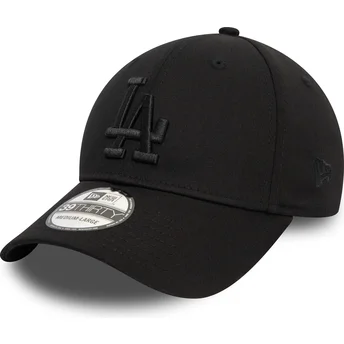 Gorra curva negra ajustada con logo negro 39THIRTY Monochrome de Los Angeles Dodgers MLB de New Era