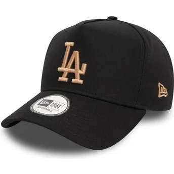 Gorra curva negra snapback con logo beige 9FORTY E Frame League Essential de Los Angeles Dodgers MLB de New Era