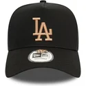 gorra-curva-negra-snapback-con-logo-beige-9forty-e-frame-league-essential-de-los-angeles-dodgers-mlb-de-new-era