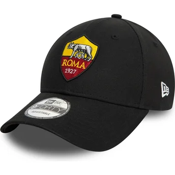 Gorra curva negra ajustable 9FORTY Core de Associazione Sportiva Roma Serie A de New Era