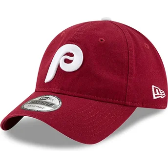 Gorra curva roja oscuro ajustable 9TWENTY Core Classic de Philadelphia Phillies MLB de New Era