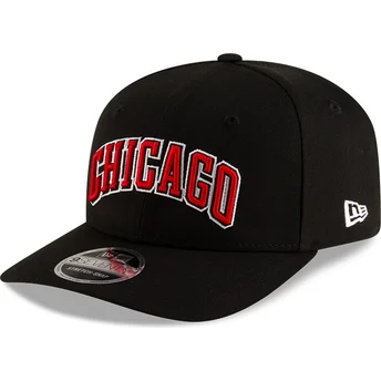 Gorra curva negra snapback 9SEVENTY Statement Stretch Snap de Chicago Bulls NBA de New Era