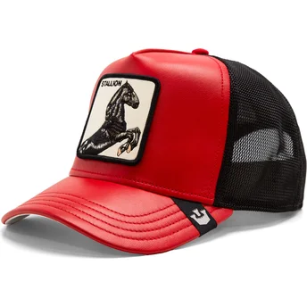 Gorra trucker roja y negra caballo Shleather Stallion The Farm de Goorin Bros.