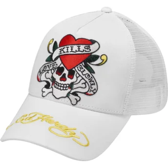 Gorra trucker blanca Love Kills Slowly de Ed Hardy