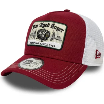 Gorra trucker roja y blanca 9FORTY A Frame Vintage de Pine Aged Lager de New Era