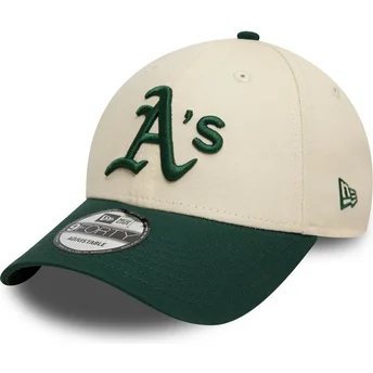 Gorra curva beige y verde ajustable 9FORTY Colour Block de Oakland Athletics MLB de New Era